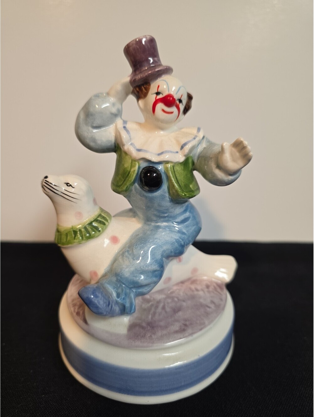 Schmid Porcelain Circus Clown Music Box "Put On A Happy Face"